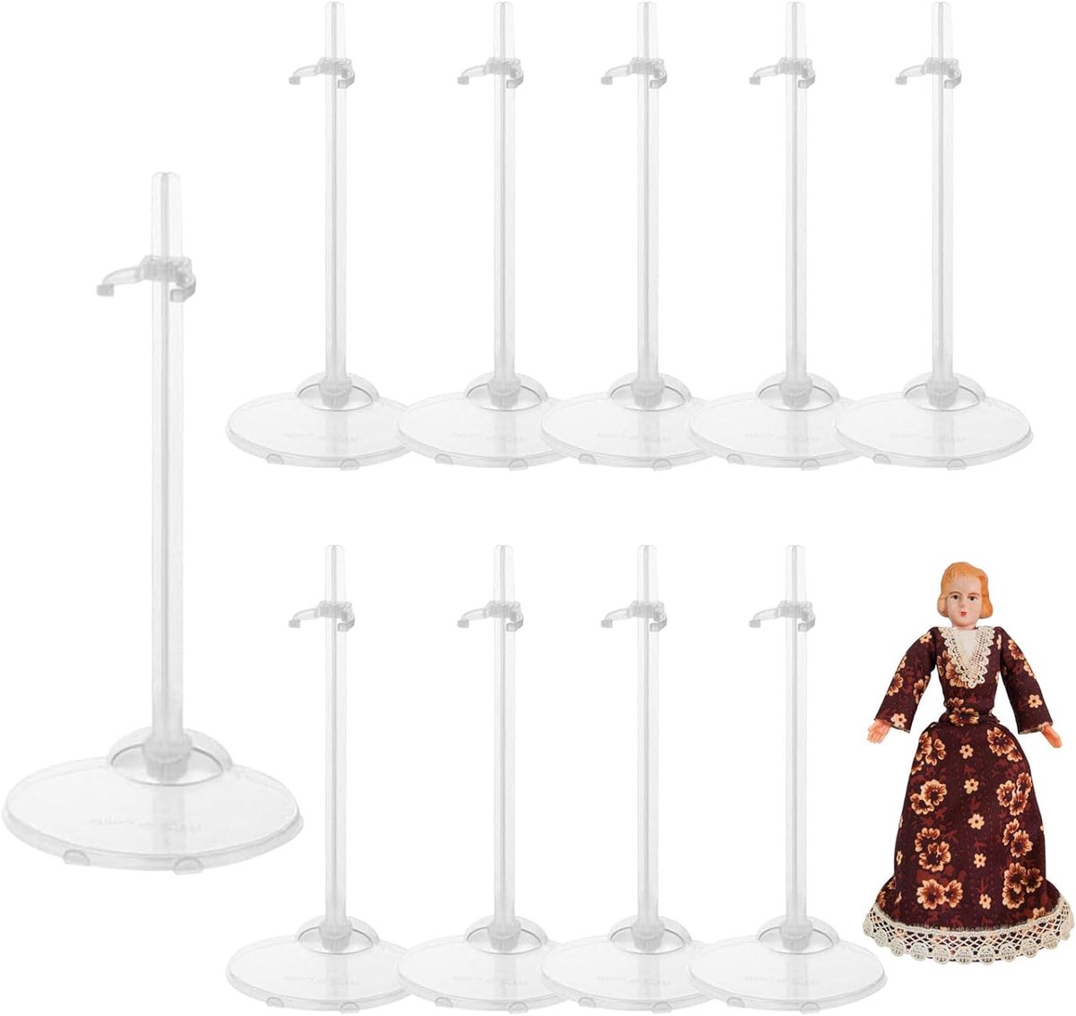 10 stuks poppenstandaard, 20 cm, standaard voor poppen van kunststof, verstelbare poppenstandaard, model pop displaystandaard, voor poppen van 22,5 - 28,5 cm