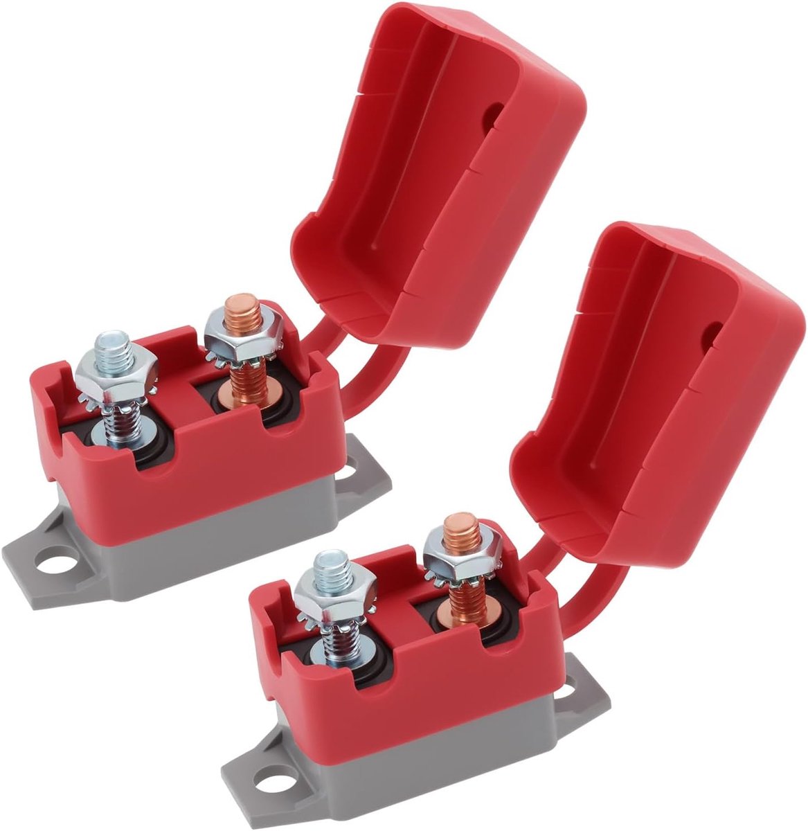 2 Sets 30A Automatic Reset Circuit Breaker 6-48V Circuit Breaker Dual Battery Fuse with Cover Bolt for Car Marine Truck RV Buse Mower Motorbike Boat