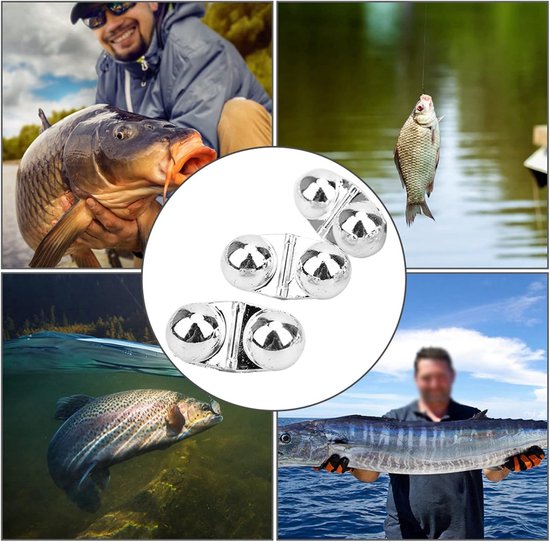 40 stks Meerval Rammelaars voor Vissen, Dubbele Rammelaar, Draagbare Abs Vissen Dubbele Vissen Rammelaar, Rammelaar Zee Vissen Attractor Bell Kralen Accessoire voor Lokken Vissen, 1,2 x 1,5 cm (zilver) — afbeelding 3