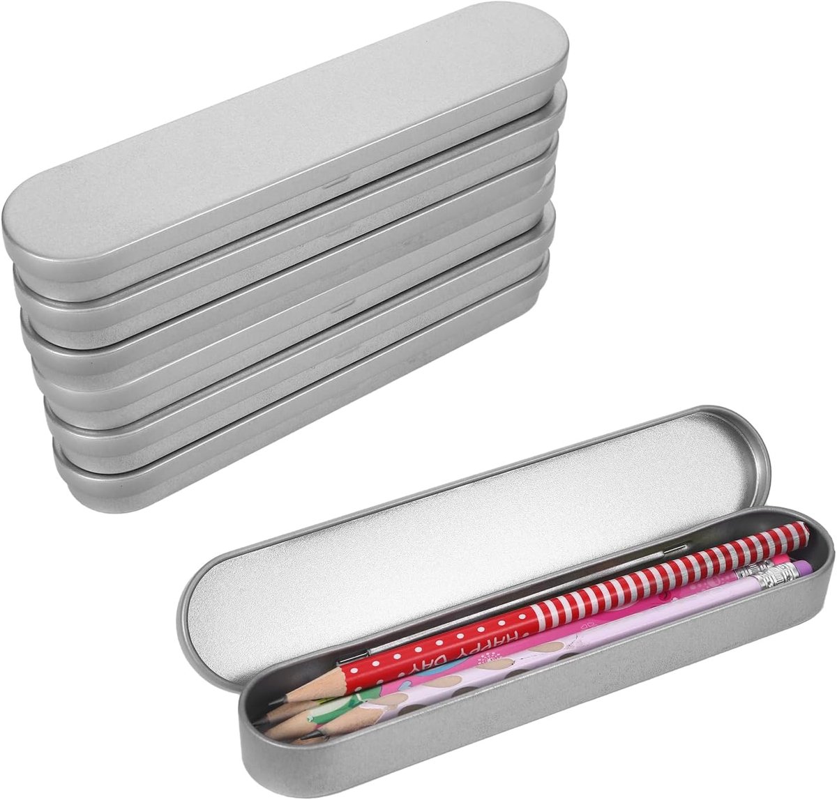 Pennendoos 6 stuks - metalen pennenorganizer - opbergdozen met deksel - ideaal voor school en kantoor - SnelShoppen