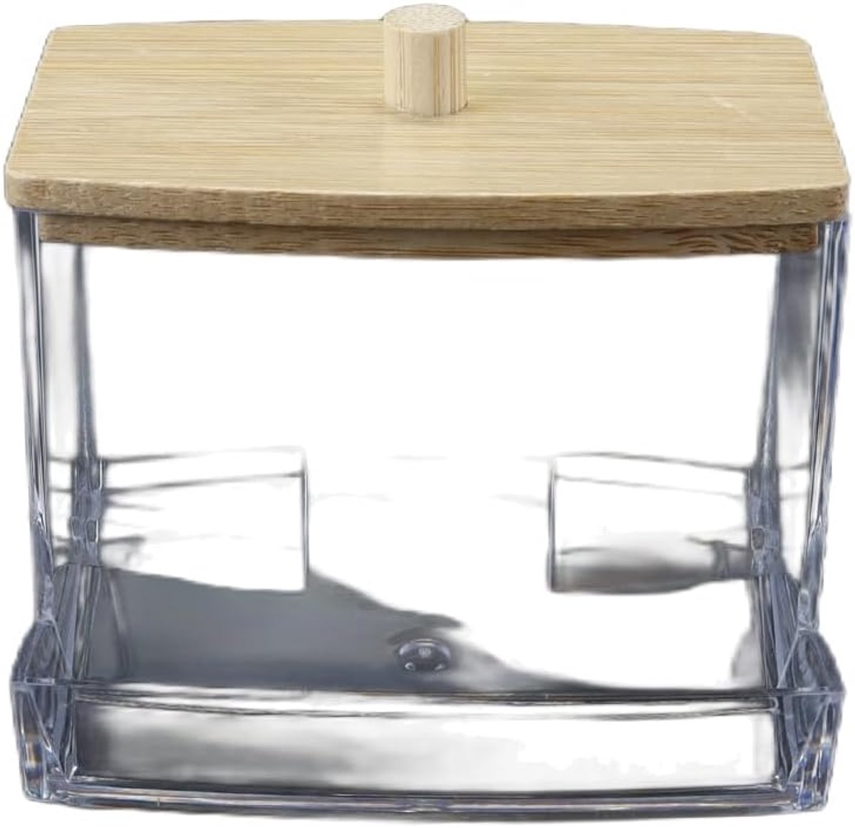 Wattenstaafjesdispenser voor badkamermeubels, wattenstaafjesdispenser met bamboe deksels, make-up organizerbox voor wattenstaafjes en cosmetica