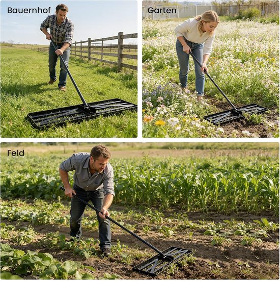 110 x 30 cm, tuingazon-nivelleringshark met 210 cm extra lange steel, tuingereedschap voor het moeiteloos nivelleren van tuin-, golfveld- en boerderijgazonoppervlakken — afbeelding 5