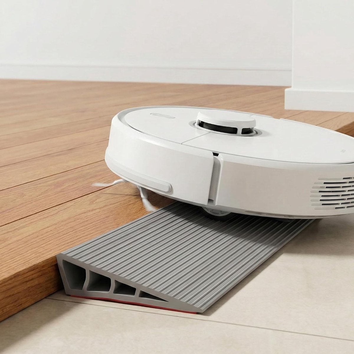 Antislip deuroprit van PVC, oprit voor robotstofzuiger, rolstoeloprit voor deuropeningen, geschikt kinderwagen & rollator, vloerovergangsstrip (Grijs, 100 * 10 * 2,5)