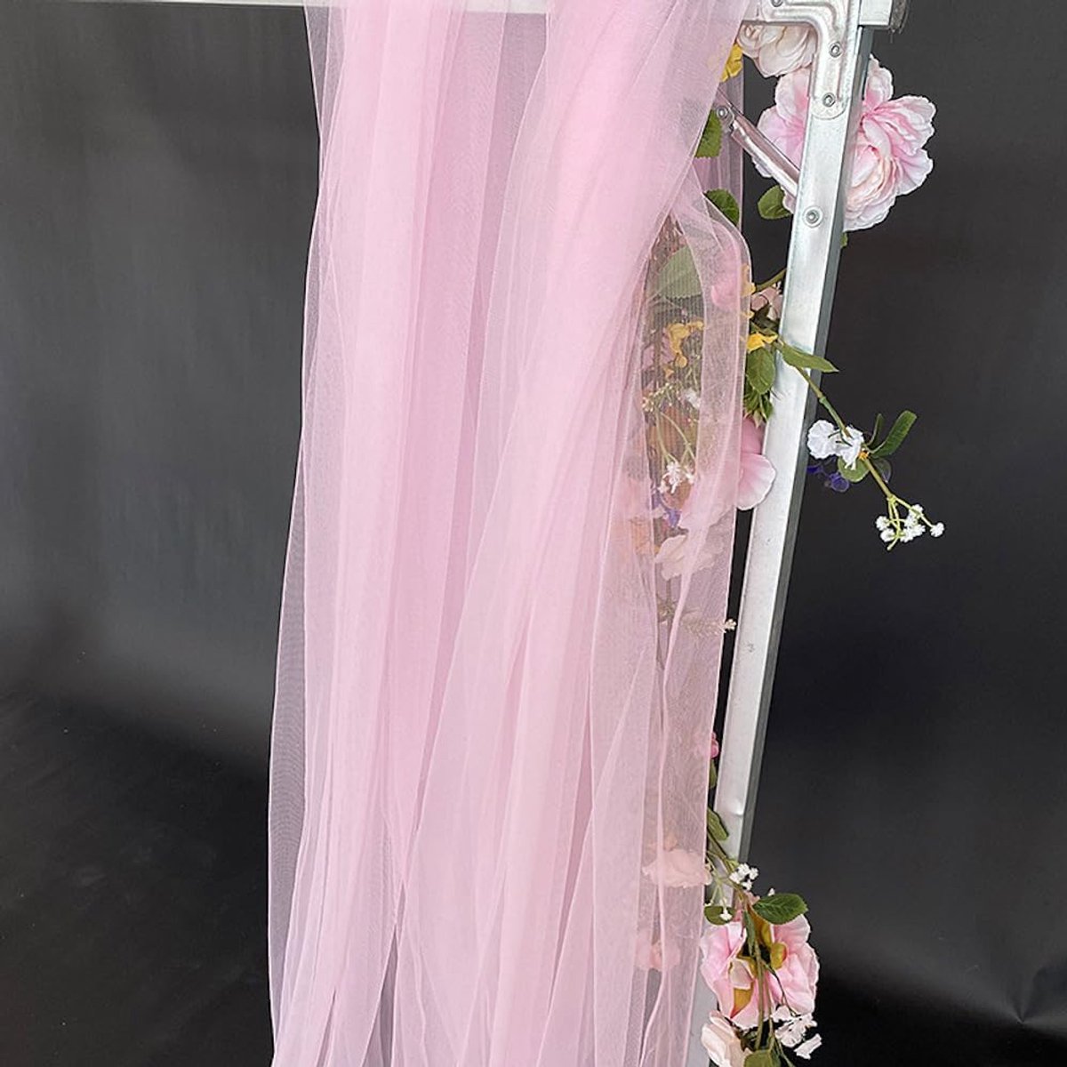 Stof, tule stoffen om te naaien, netstof, decoratiestof, draperingsstof voor arbo, bruiloft, gordijn, bruiloftsboog, vrije handdecoratie, poortboog, ceremonie, party