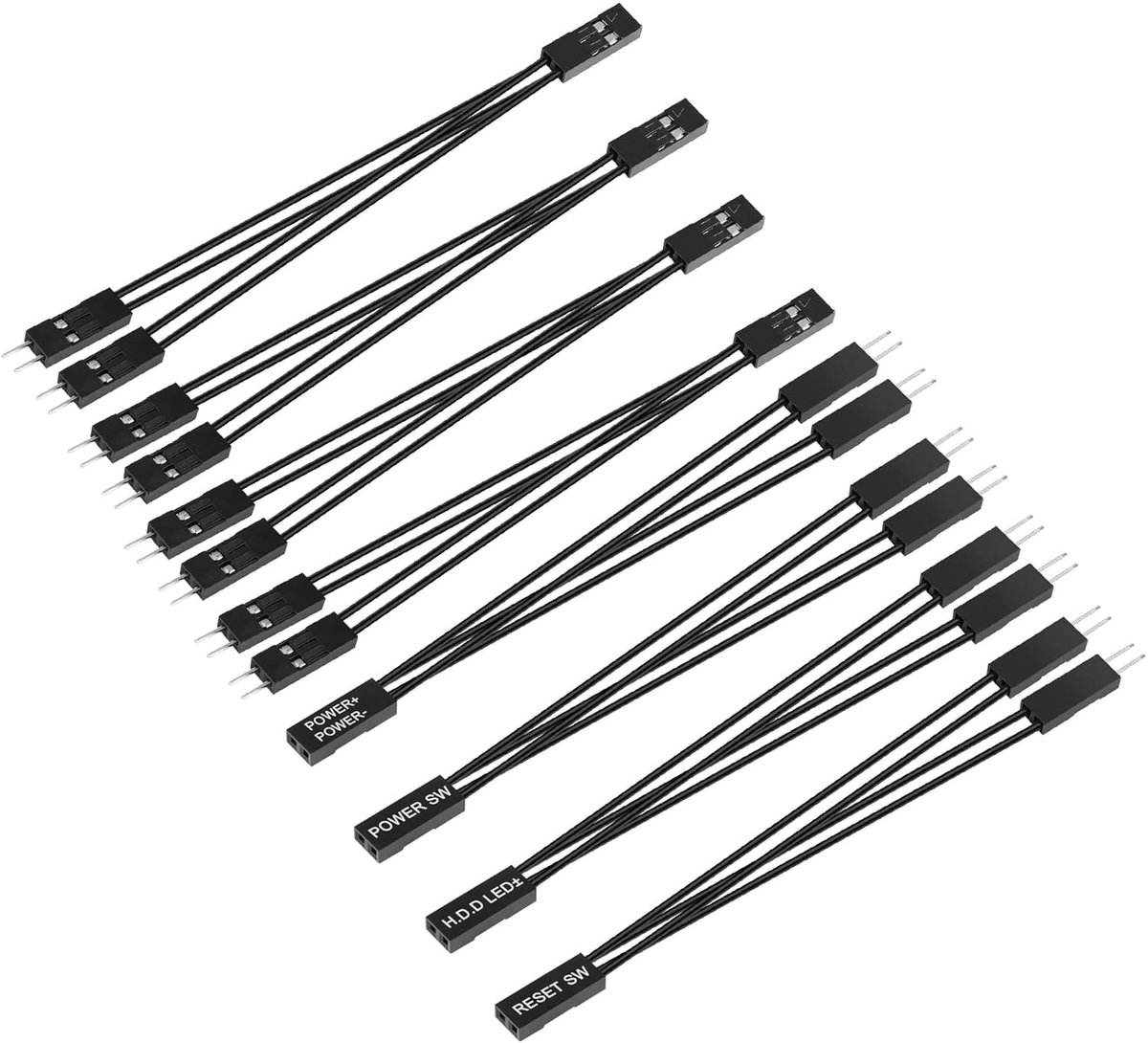 8 stuks 2-polige eenvoudige contactdoos naar dubbele stekker-afscheider voor PC-moederbord voeding LED-computer reset-harddiskschakelaar