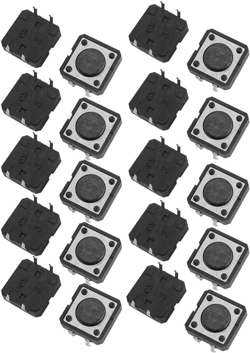 sourcing map 20 stk. 12x12x4,3mm PCB momenteel fatsoenlijke taktknop schakelaar 4-pins DIP