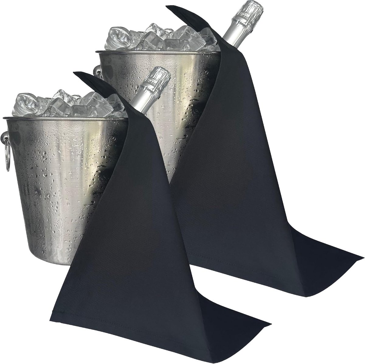 Collection, Flesdoeken voor Ijsemmers, Polycotton, 42 cm, Hoekgat, Gestikte Cirkel (Zwart, Pak van 2)