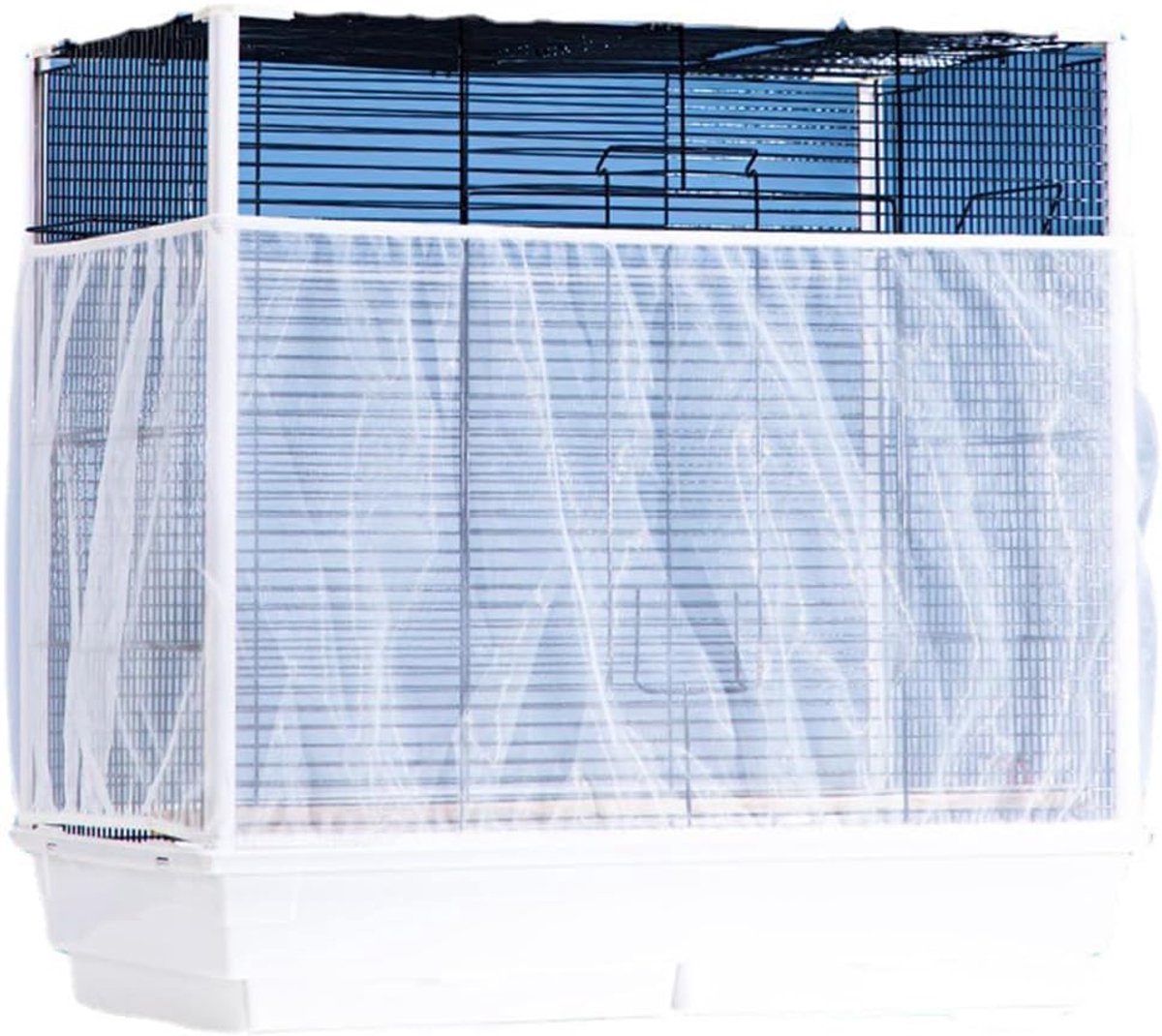 Vogelkooi, 1 stuk, extra groot, netafdekking, zacht ventilatienet, geschikt voor ara-papegaaien, instelbare omtrek 150-200 cm