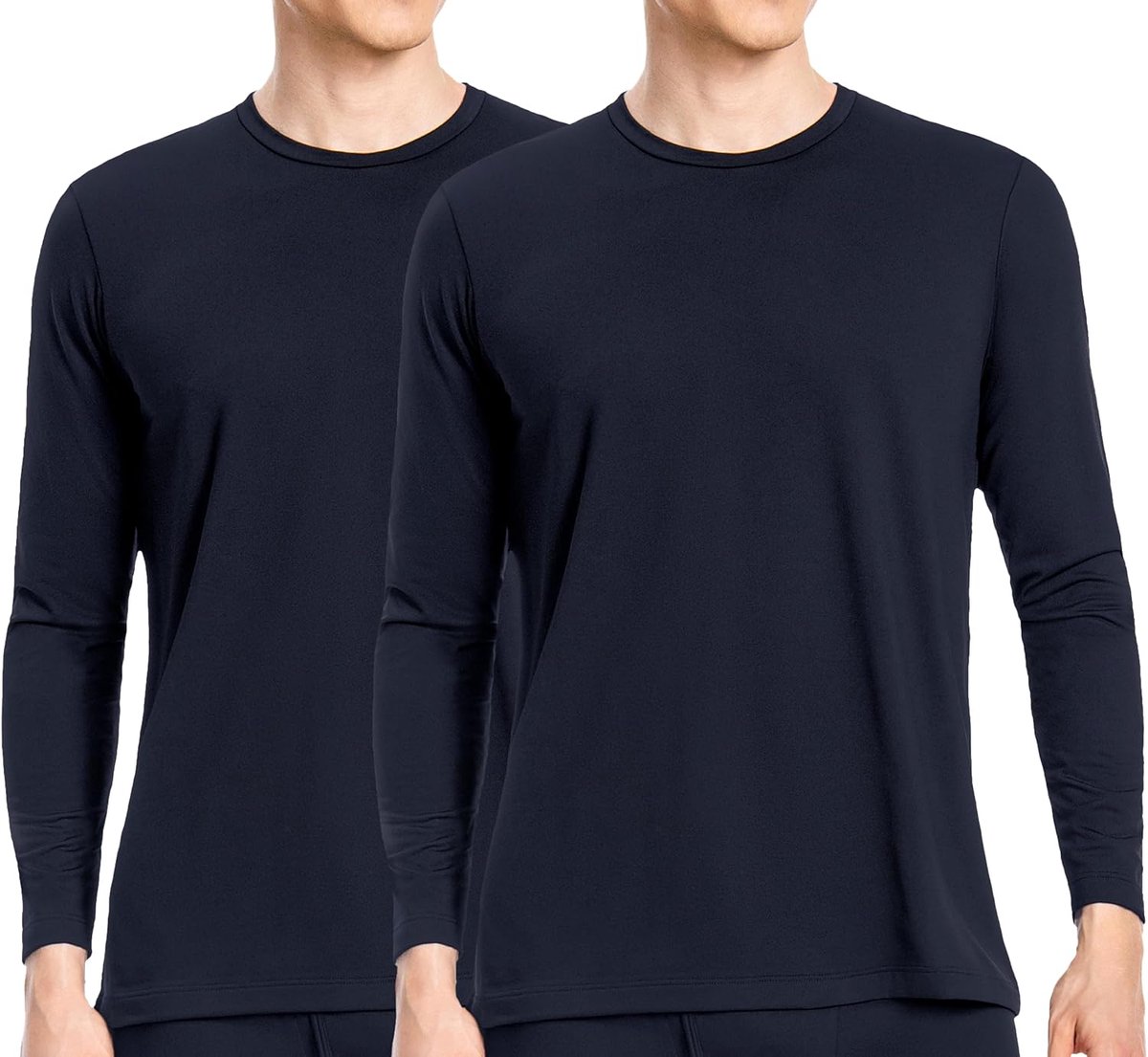 Thermisch ondergoed voor heren, set van 2 stuks, fleece, lange mouwen, thermo-onderhemd, thermo-bovenstuk, basislaag, laag voor mannen, lichtgewicht U07A