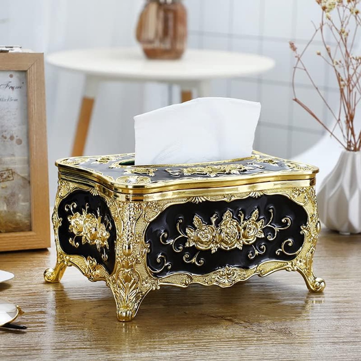 Doos Acryl Cosmetica Doekjesdozen Luxe Europees voor Kantoor Auto Decoratie 18,5 x 12,5 x 10 cm (zwart)