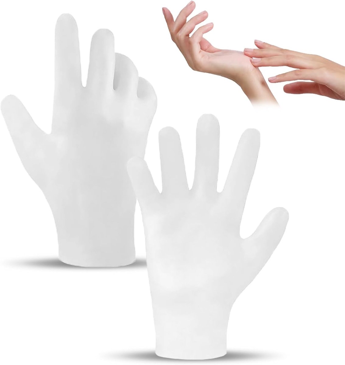 Vochtinbrengende siliconen handschoenen, spa-handschoenen, herbruikbare siliconen slaaphandschoenen voor vrouwelijke handverzorging, droge en gebarsten reparatie, zacht, 1 paar, wit