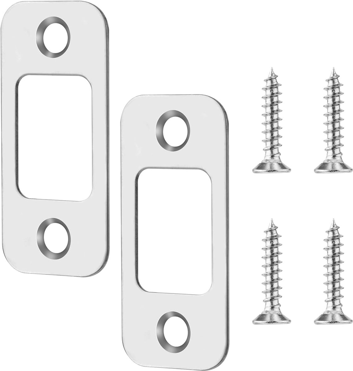 2 Pack Nachtschootsluitplaten, Deursluitplaten met Groot Gat met 4 Schroeven voor Binnendeuren Ronde Hoekdeurachterplaat Deurslotplaat Slotvervangende Onderdelen voor Deuren (Zilver)