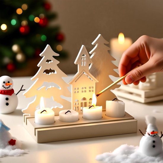 7 stuks siliconen gietvormen Kerstmis, siliconenvorm huizen, gietvormen silicone Kerstmis kaarsenhouders, gietvorm kerstboom gipsvormen voor gieten voor DIY handwerk, kaarsen, gips — afbeelding 4