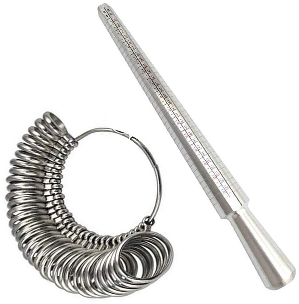Ringmaatmeter set - 2 stuks metaal - ringdoorn en maatstandaard - nauwkeurig meten van ringdiameters - SnelShoppen