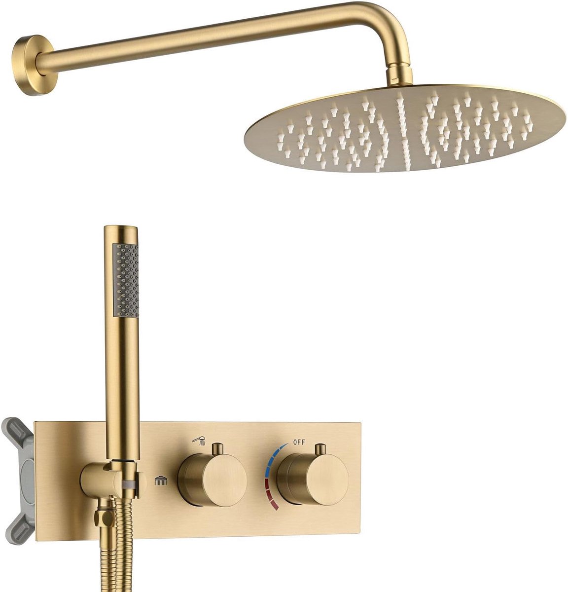 BEITH Shower System Hidden, 2 Functions Brushed Gold Shower Set, 8"/10"/12" Shower Faucet Set, 304 Stainless Steel - ShopVlot