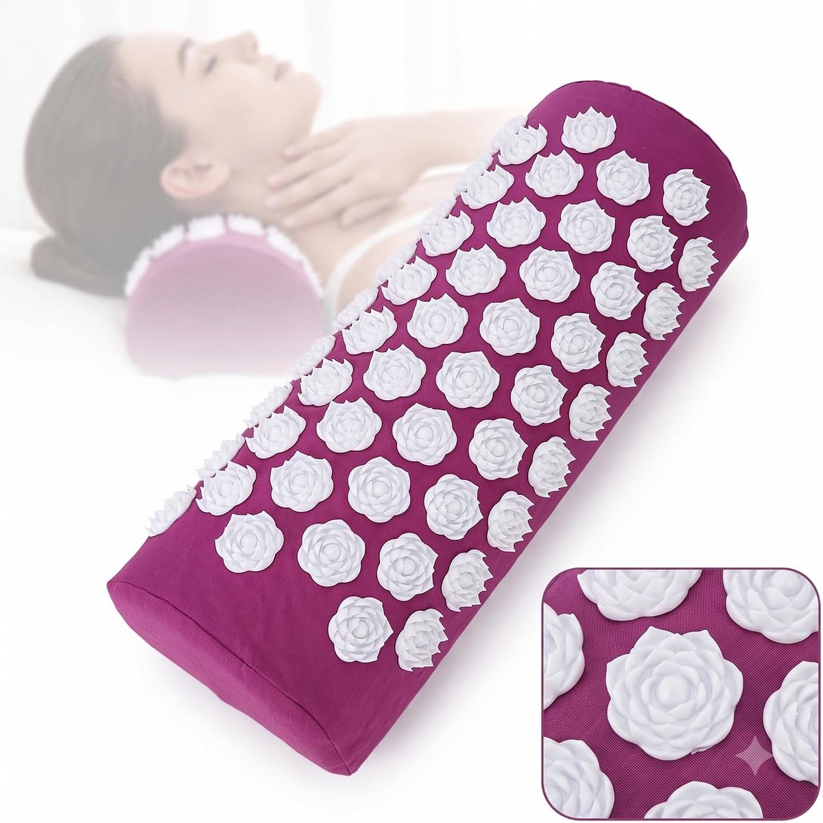 Massagemat, yoga-acupressuurkussen, lotus-acupunctuurkussen voor spierontspanning en verlichting van rugpijn, paars - ShopVlot
