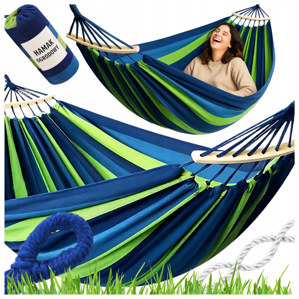 Tweepersoons XXL-hangmat met spreidstok en draagtas - Comfortabele ontspanning