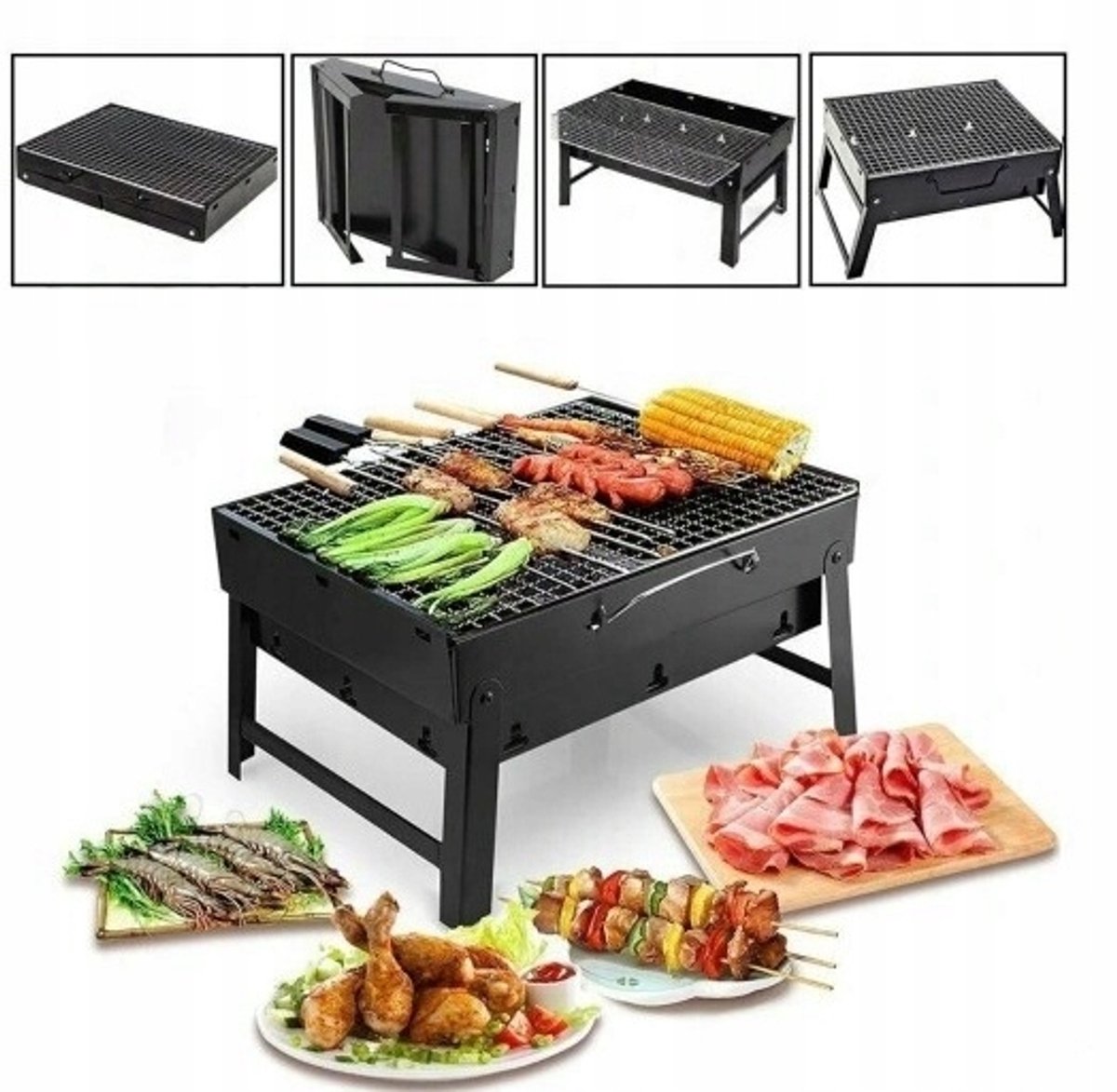 Compacte draagbare Koolgrill in kofferformaat - Ideaal voor buiten