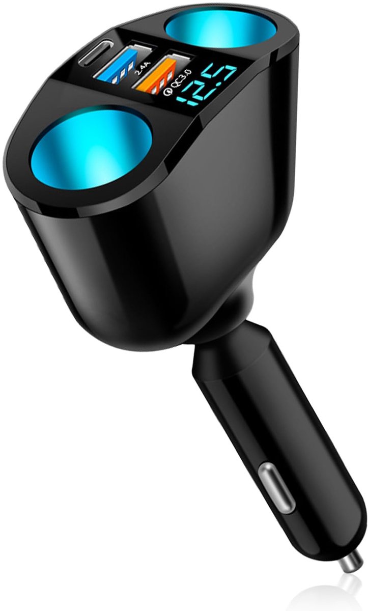 Oplader voor sigarettenaansteker 5-in-1 - twee USB-poorten - compact ontwerp - ideaal voor onderweg - ShopVlot