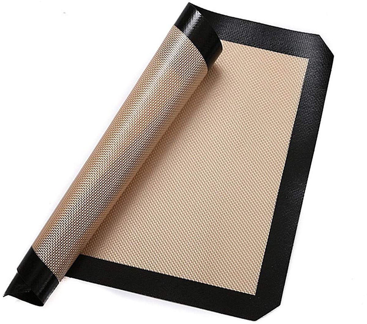 Bakmat - Ovenmat - Anti-aanbak mat - Baking mat - Oven matje - Geen bakpapier meer - Beige met zwart - Siliconen - 40x30 cm - Jonyx