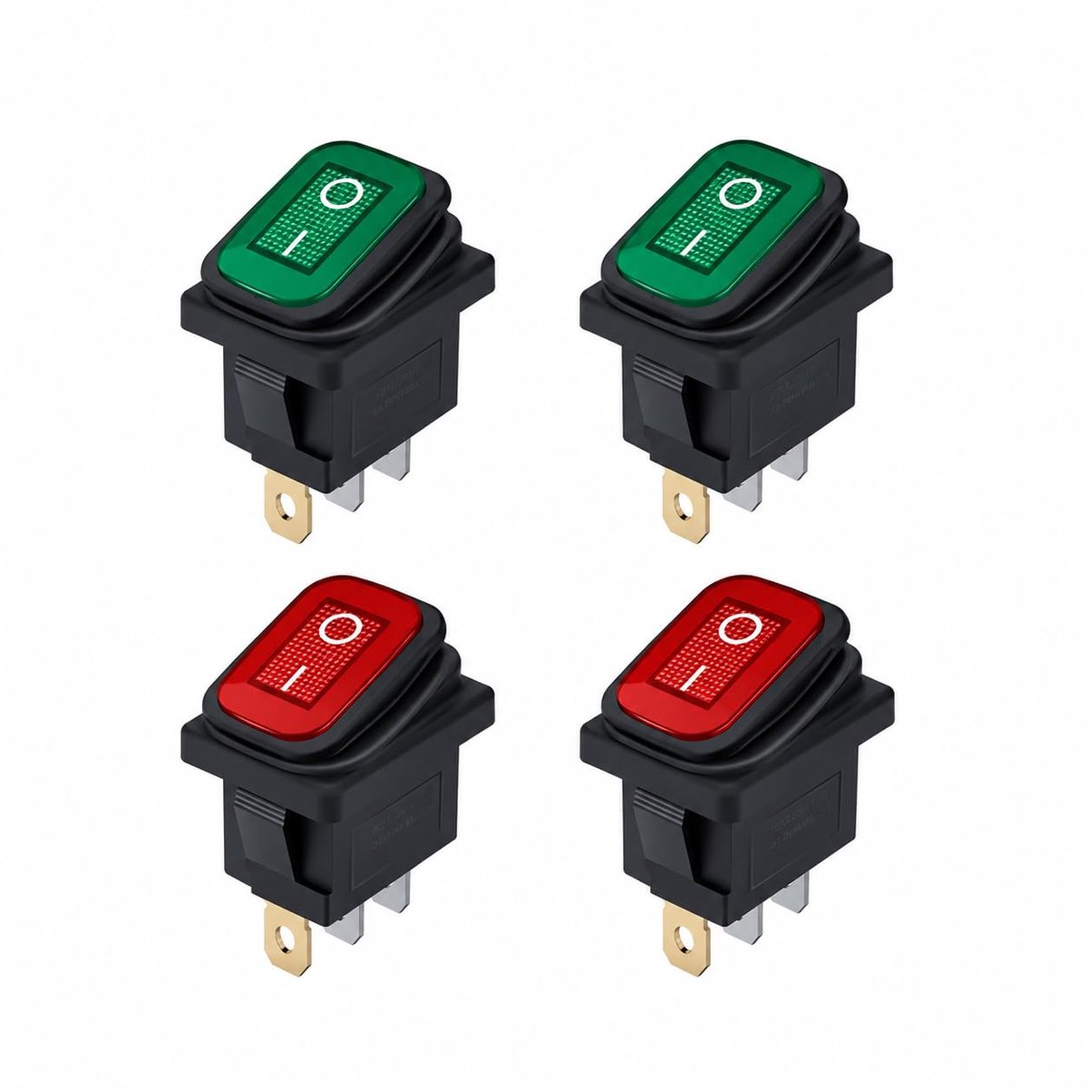 Set van 4 KCD1 IP67 3-polige LED rood/groen - 250V/6A 125V/10A - Hoge duurzaamheid voor intensief gebruik - ShopVlot