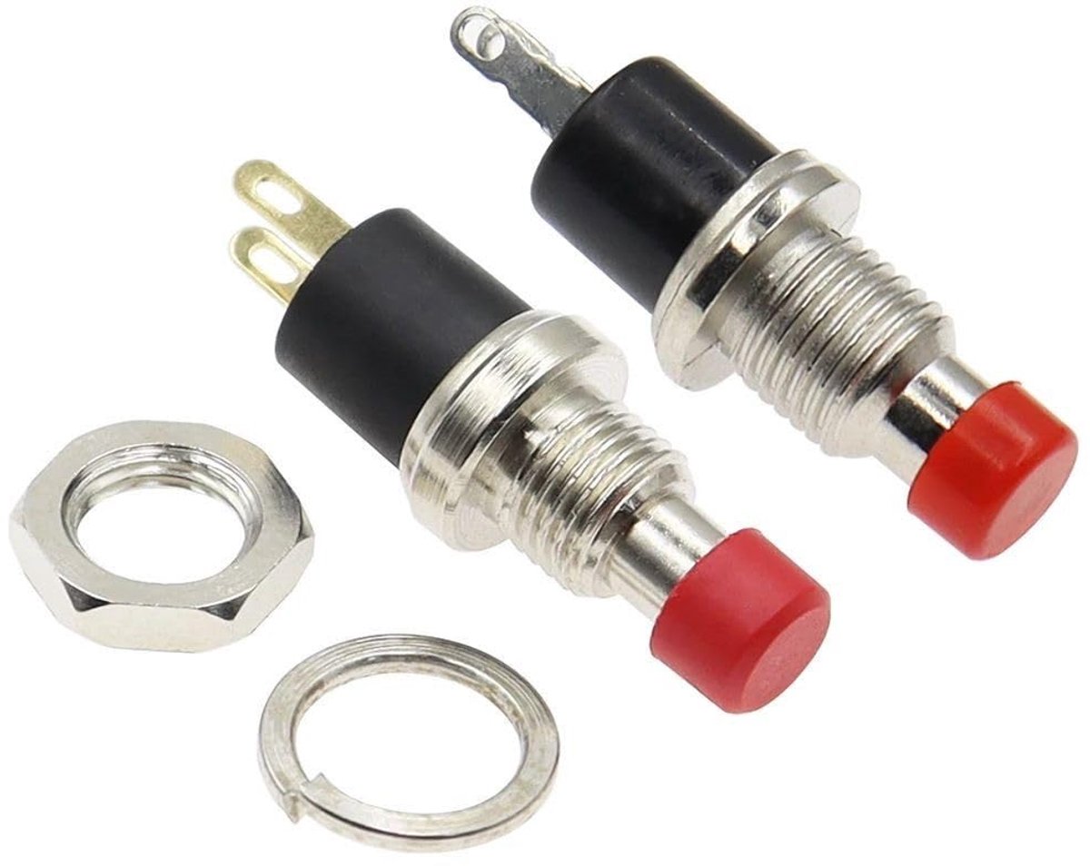 Mini drukknop schakelaar 10 stuks - Rood - 220V, 2A - Momentaan gebruiksgemak - ShopVlot
