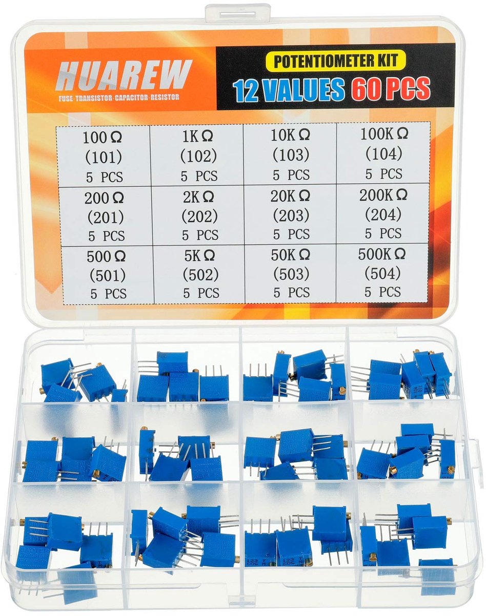 Trimmer potentiometer 60 stuks - 100-500K ohm - multi turn - veelzijdig inzetbaar - ShopVlot