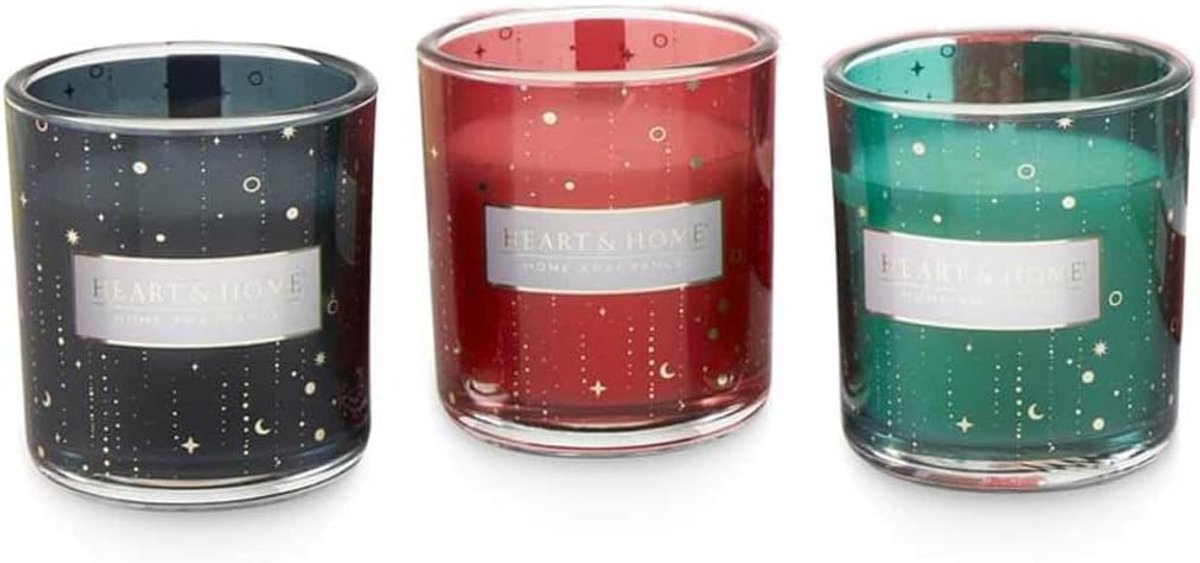 Set van 3 Mini Geurkaarsen - Kerstboom, Kerst bij het Vuur, Sterrennacht - Creëer een sfeervolle ambiance - ShopVlot