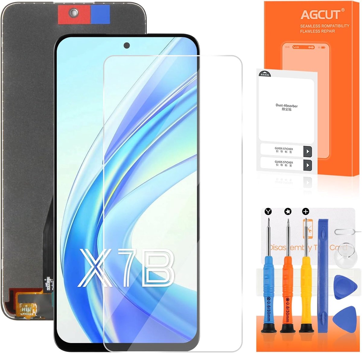 LCD-display voor Honor X7b 6,8 inch - zwart - touchscreen met digitalizer - complete montage - ShopVlot