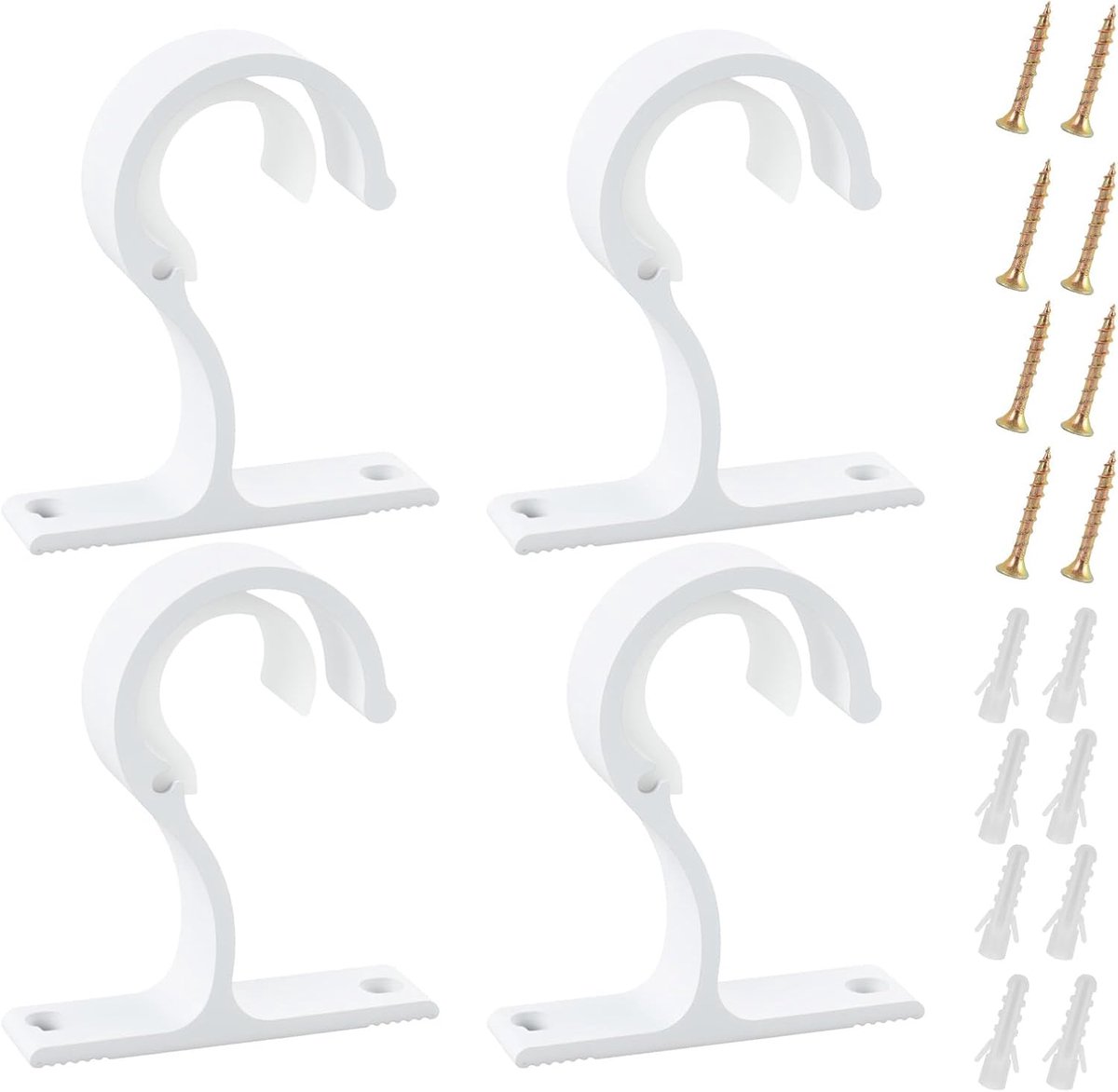 Gordijnstanghouders 4 stuks - Ø 25-28 mm - robuuste aluminiumlegering - wand- of plafondbevestiging - ShopVlot