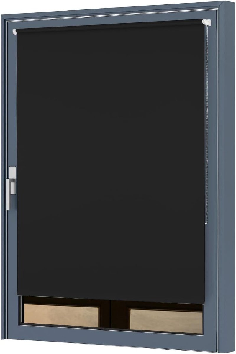 Rolgordijn Blackout 95 x 150 cm - Klemmfix zwart - Thermisch met zilvercoating - Ideaal voor optimale verduistering - ShopVlot