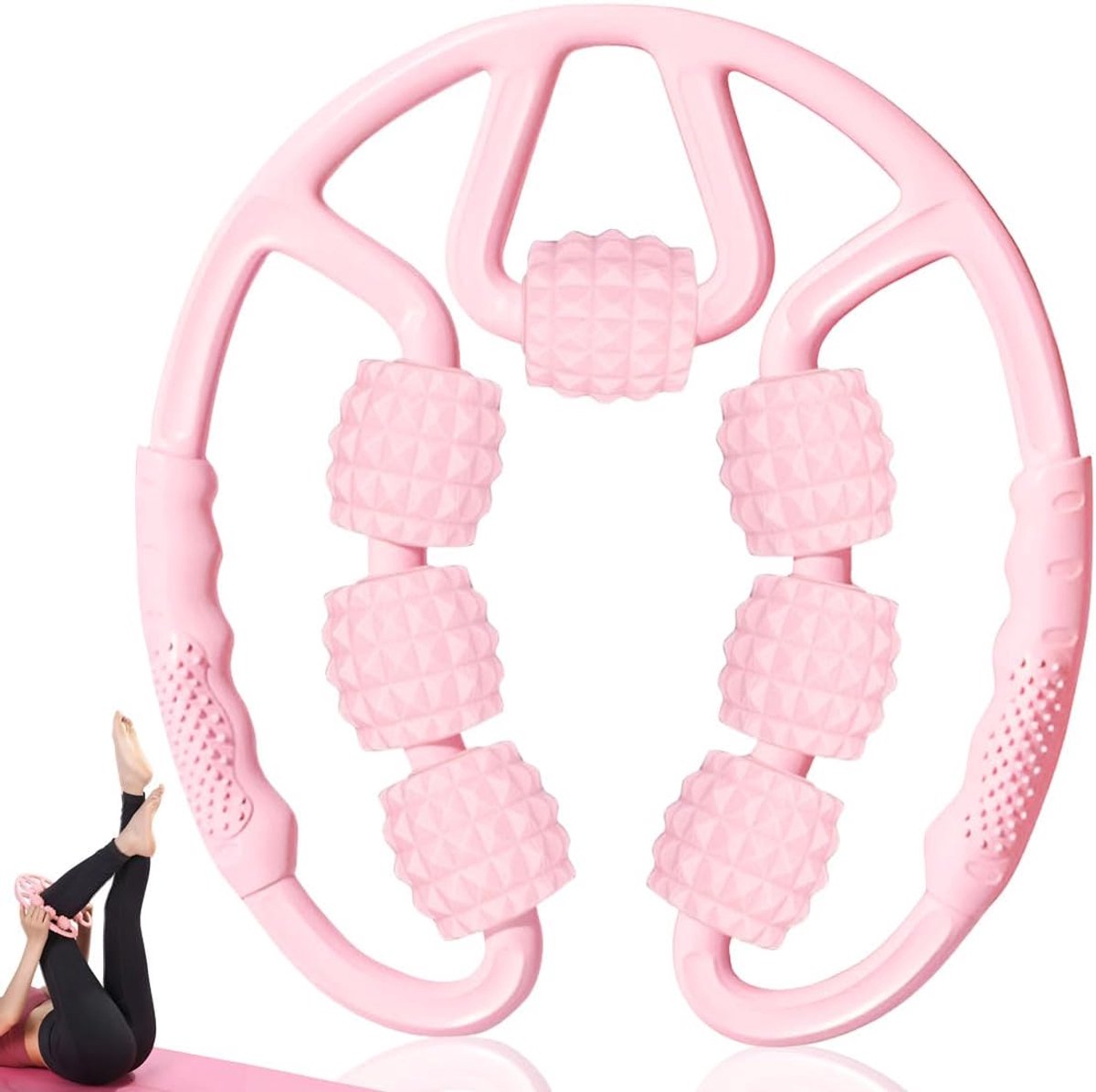Cellulite massage roller - 7 wielen - roze - voor ontspanning en huidverzorging - ShopVlot