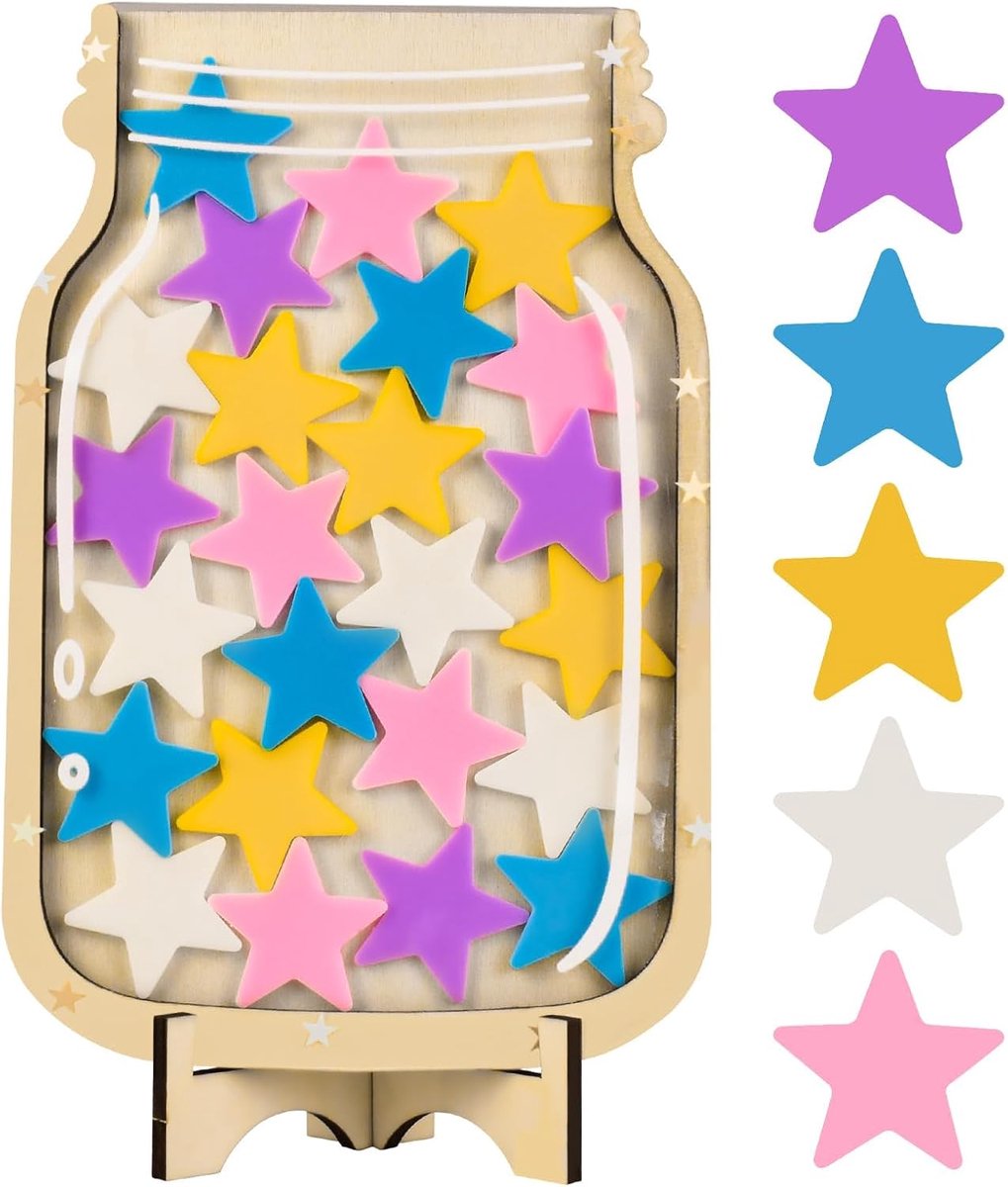 Beloningspot voor Kinderen - Houten Multifuntioneel - Sterren voor Goede Gewoonten - Stimuleert Dagelijkse Taken - ShopVlot
