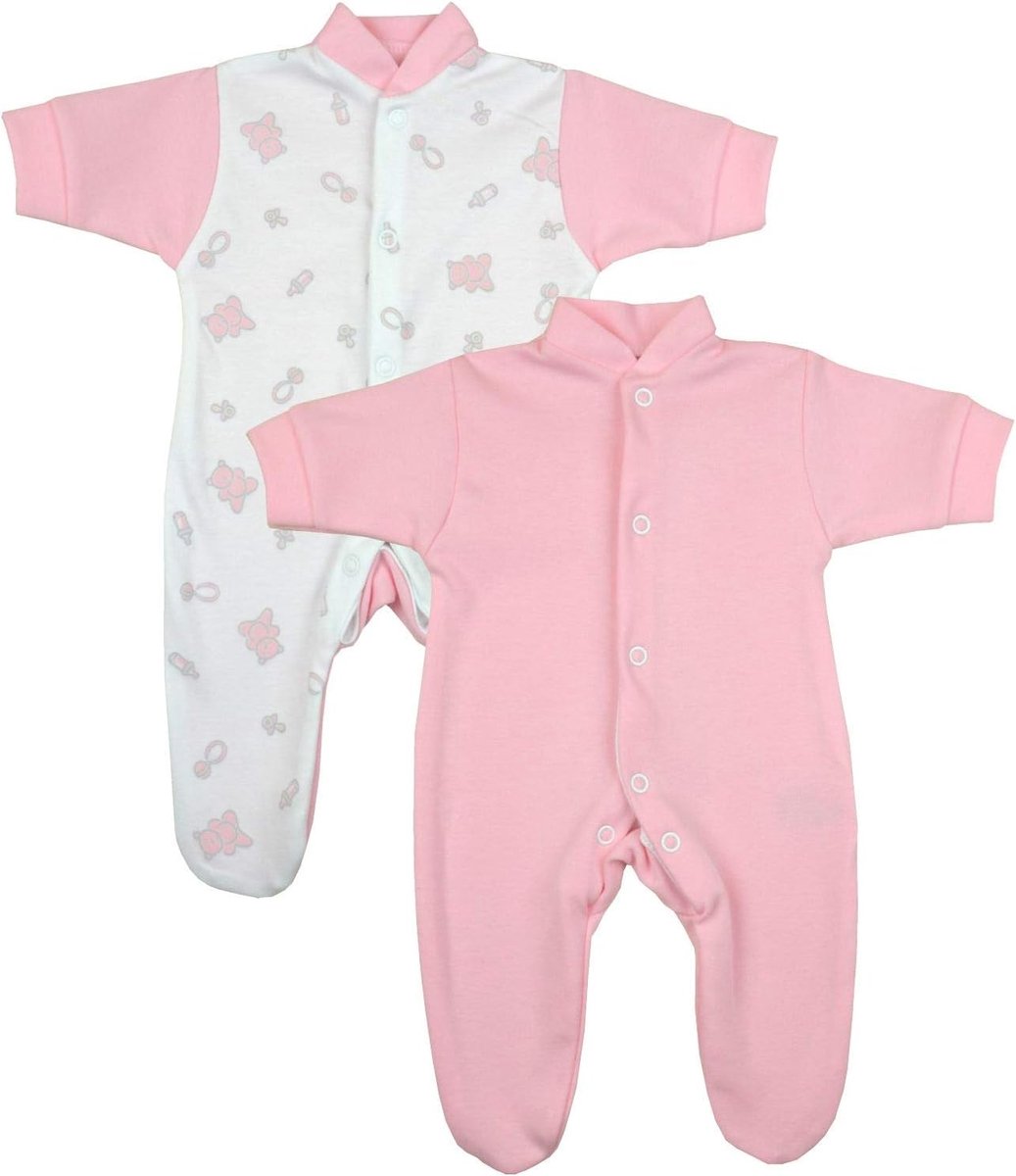 Babykleding premature - 2x sleepsuits 0-7.5lb - roze - zacht en comfortabel voor je kleintje - ShopVlot