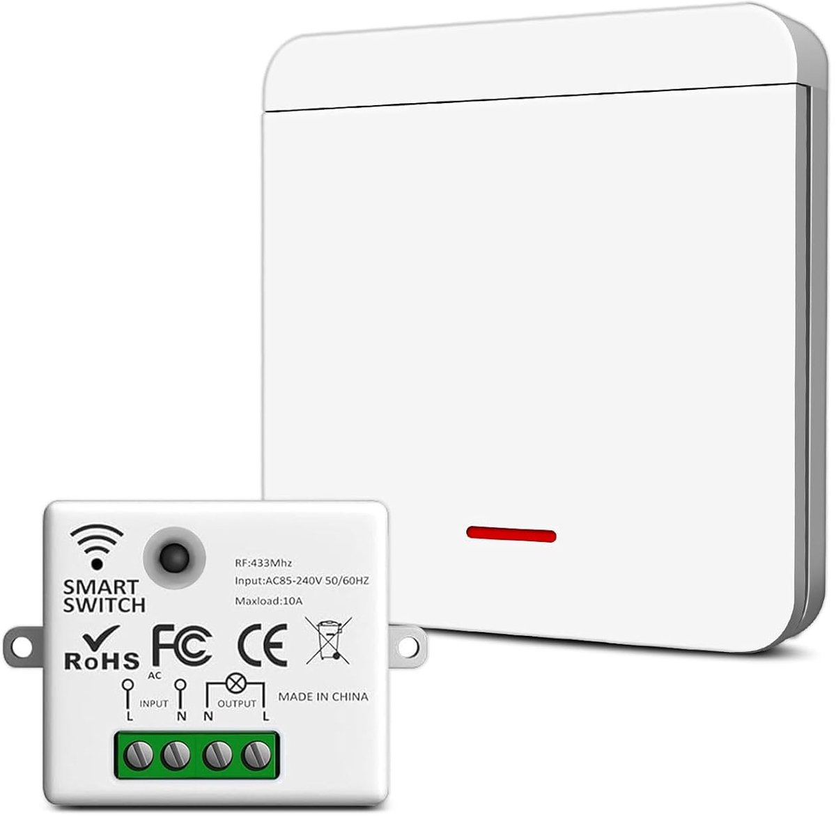 Draadloze Lichtschakelaar 230V - Ontvanger en Zender Set - Tot 1500W - Eenvoudige Installatie - ShopVlot
