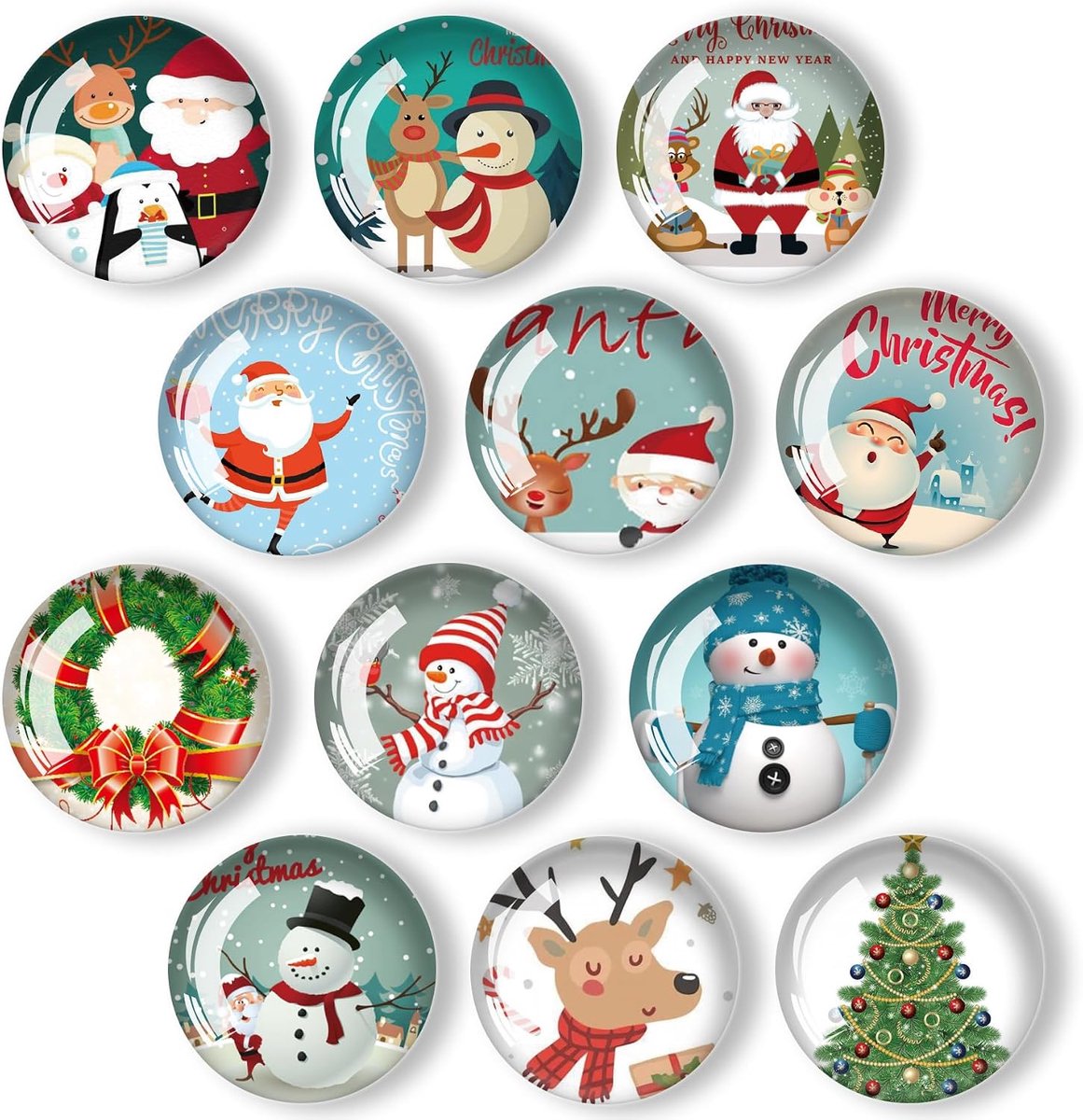 Magneten voor kerst - 12 stuks - kristalglas - decoratief voor koelkast - ShopVlot