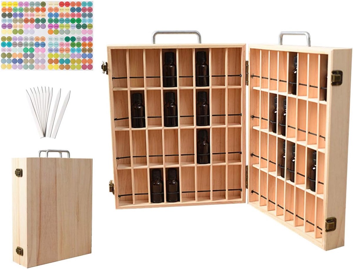 Aromatherapie Opbergdoos 72 Grid - Bamboe Organizer - Perfecte Presentatie voor Essentiële Olie - ShopVlot