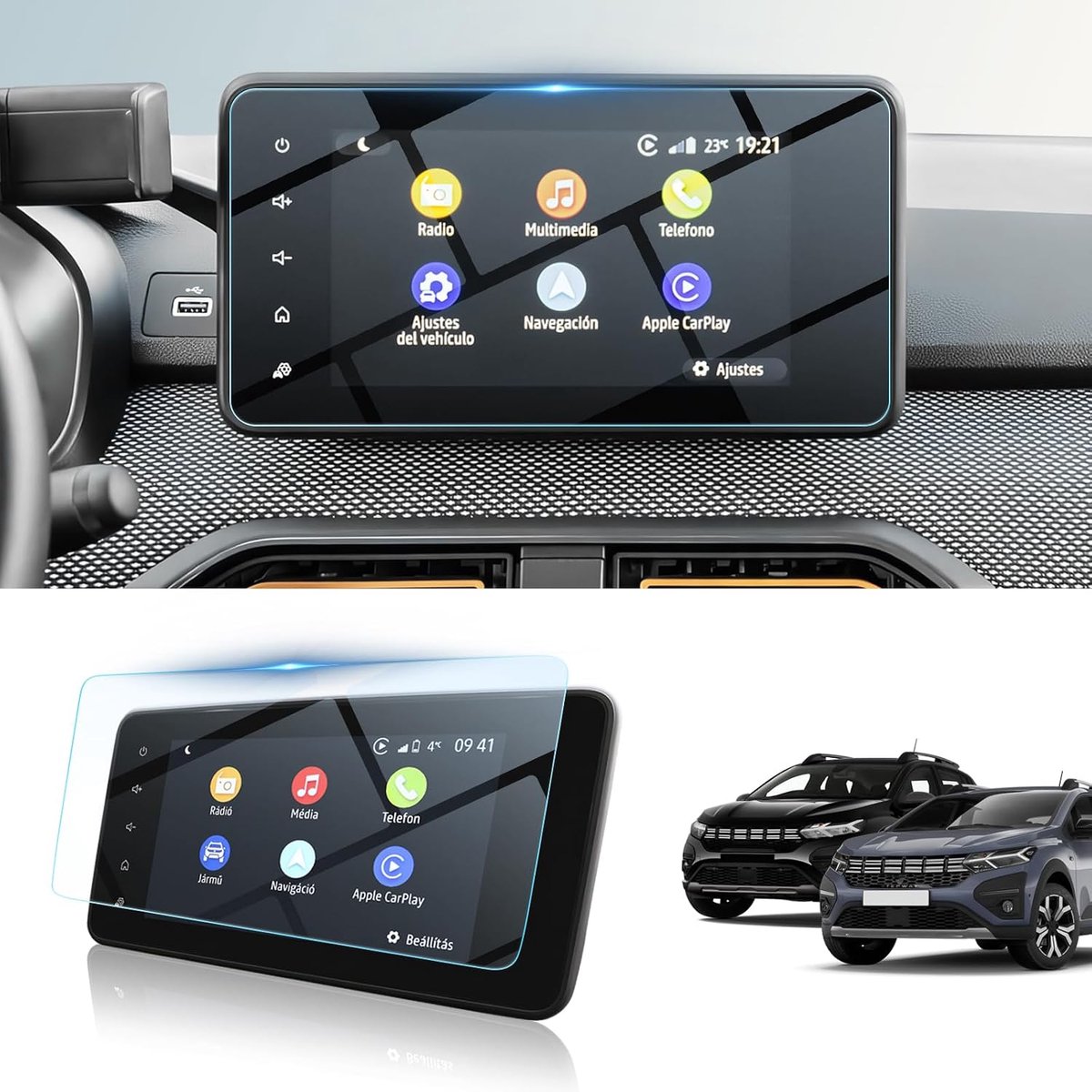 Screen protector Dacia Sandero 3 8 inch - 9H gehard glas - navigatiescherm bescherming - optimale schermbescherming - ShopVlot