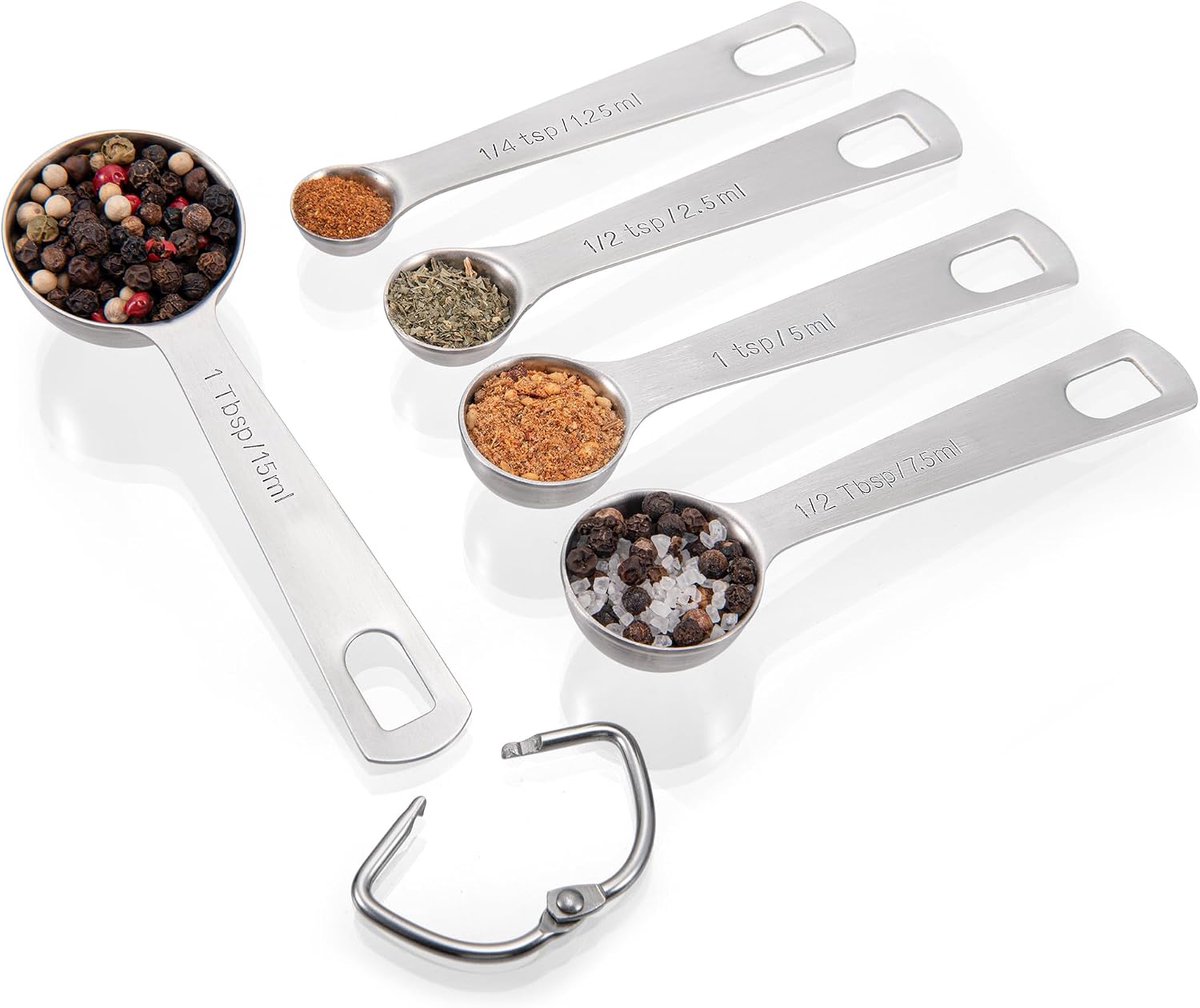 Meetlepels set 5-delig - roestvrij staal 18/8 - gegraveerd - perfect voor bakken en koken - ShopVlot