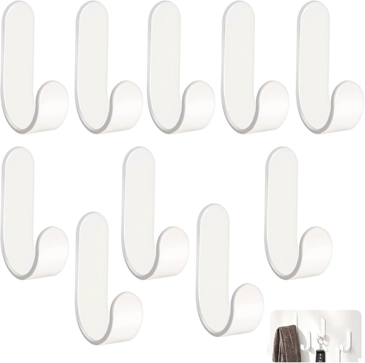 Zelfklevende wandhaken 10 stuks - Aluminium - Sterke draagkracht tot 15 kg - Voor badkamer, keuken, slaapkamer - SnelShoppen