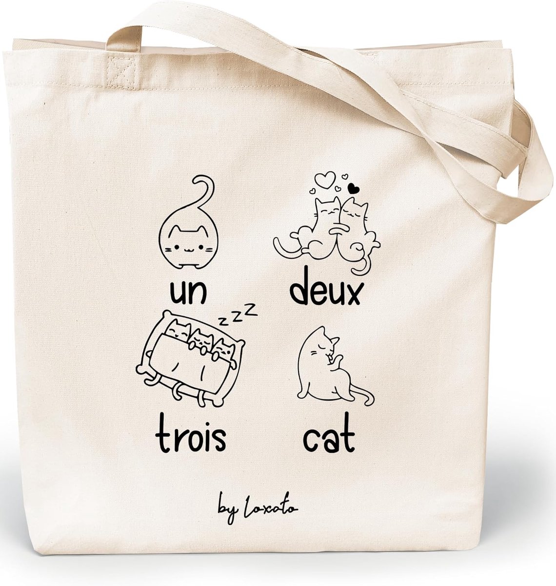 stof tas, schoudertas voor vrouwen - 100% natuurlijk katoen - extra brede en lange handvatten - SnelShoppen