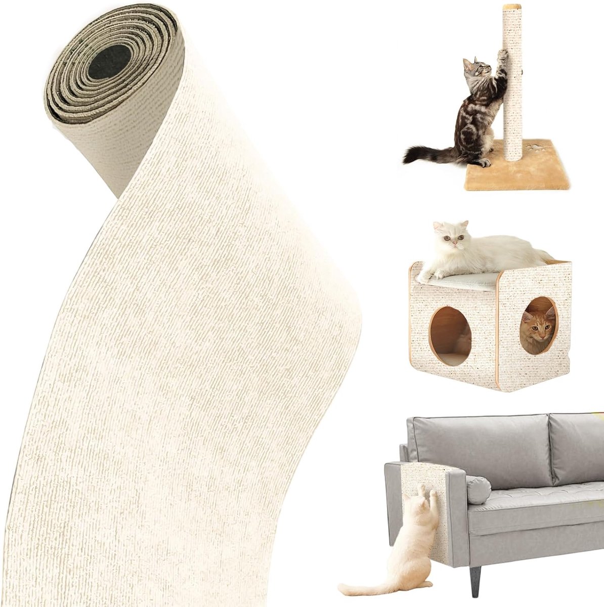 Dellyy Krabmat voor katten, zelfklevend, grijs, bescherming voor bank, kat, klauw, 40 x 200 cm, klimmat, kat, krabpaal, zelfklevend, voor bescherming van banken, meubels, deuren, muur