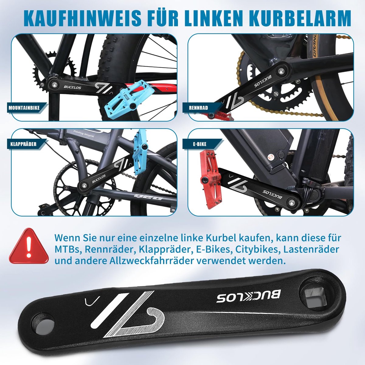 E-bike mountainbike zwengelarm 152 mm/170 mm - aluminium - vierkante/diamantvorm - geschikt voor elektrische fietsen - SnelShoppen