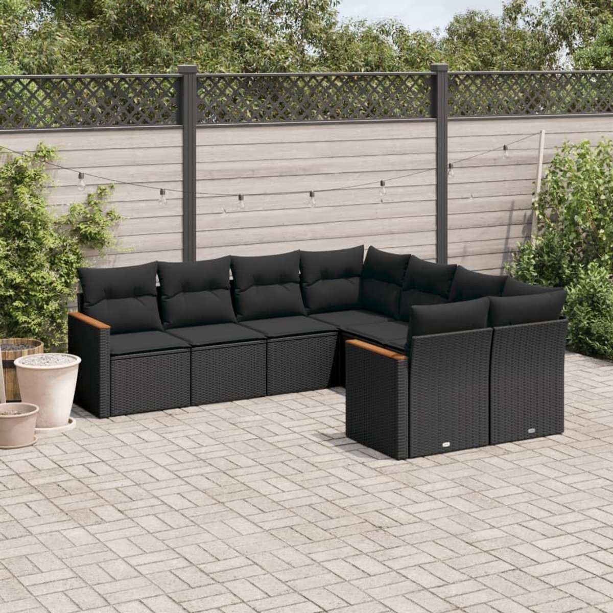 Tuinbankset 8-delig - Zwart Polyrattan - Modulaire Ontwerp - Opslagfunctie met Waterdichte Tas - SnelShoppen