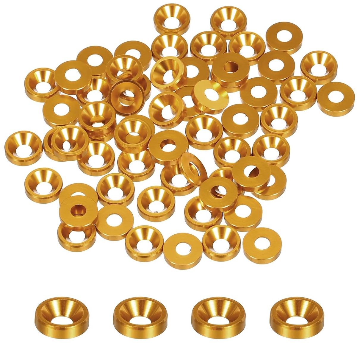 60 stuks M3 verzinkschijven, 8 mm/0,31 inch geanodiseerde aluminiumlegering, kopafdichtingen voor schroeven RC/FPV/PC/drone/mechanische accessoires modelonderdeel, goud