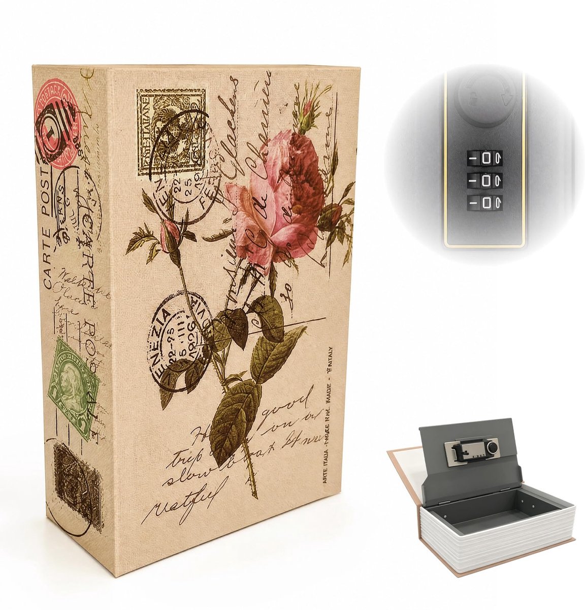 Boekenkluis met cijferslot 18 x 11,5 x 5,5 cm - verborgen kluis voor sleutels, documenten en sieraden - SnelShoppen