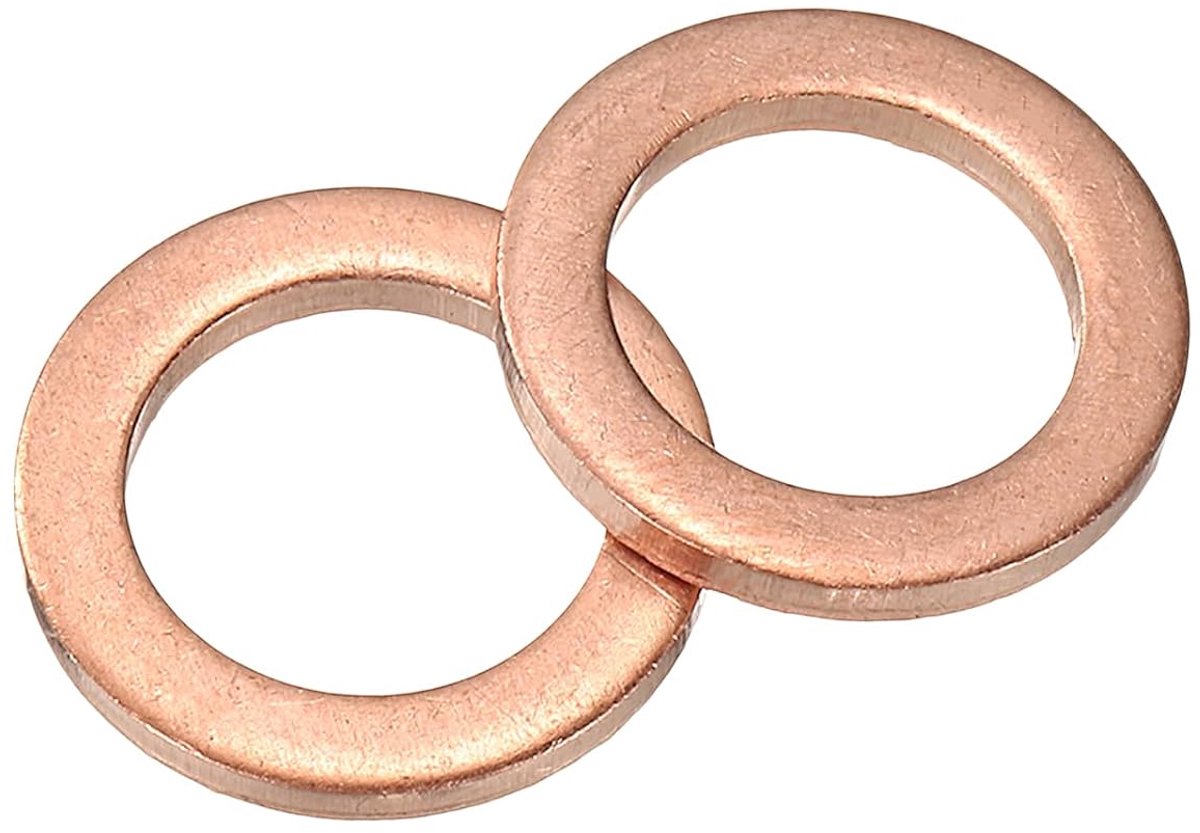 Set van 12 stuks sluitringen, M12 x 18 mm x 2 mm messing ringen, sluitringen, assortiment, platte borgringen, platte afdichting, metalen ringen voor schroeven, bouten, moeren