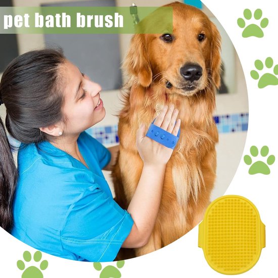 3 stuks hondenbadborstel, huisdiershampoo, rubberen kam met verstelbare handgreep voor langharige honden en katten — afbeelding 5