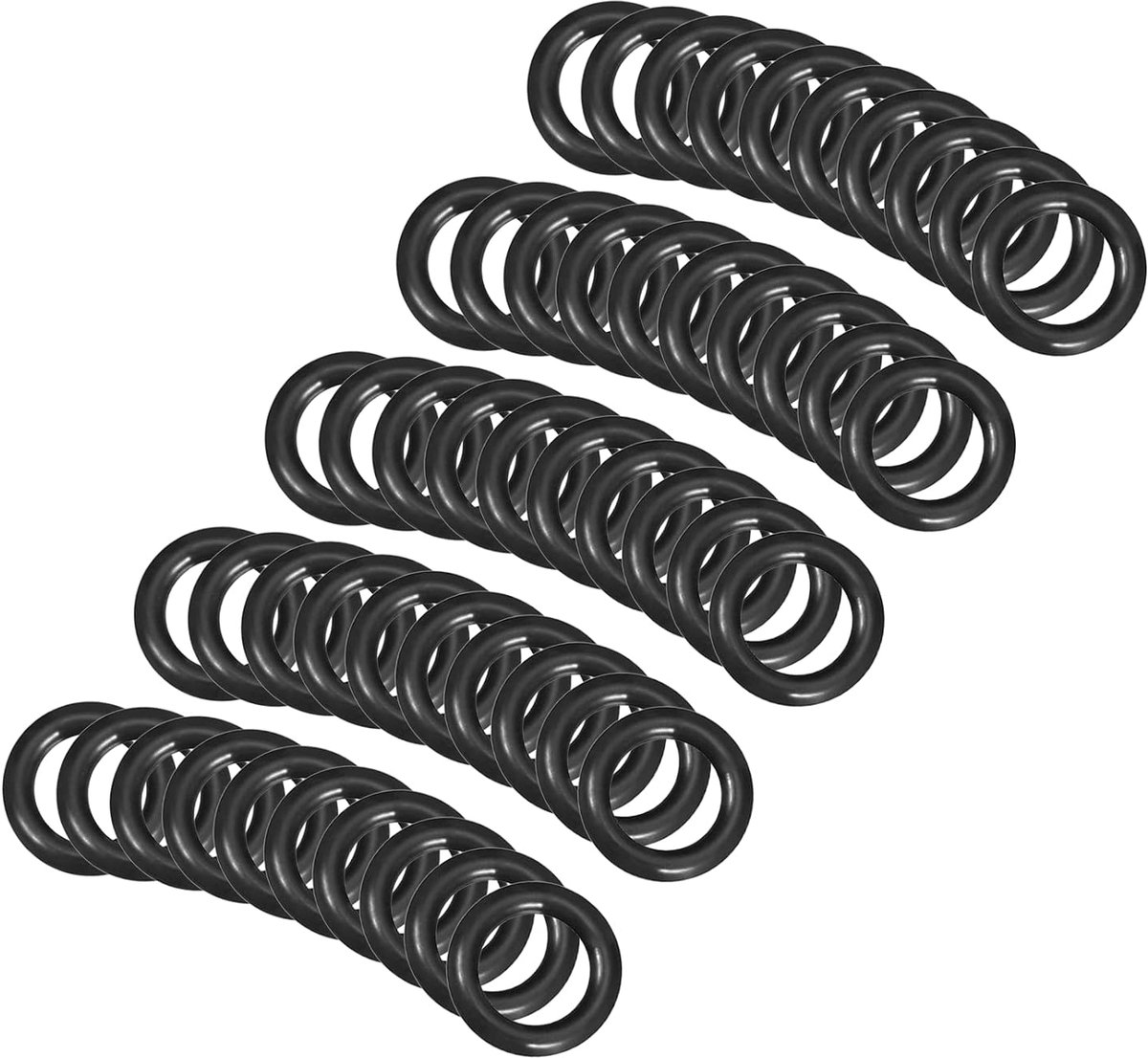 8 mm x 5 mm x 1,5 mm, nitril, rubber, O-ringen, 50 stuks, rond, voor kraan, sanitair, reparatie, afdichting, verbinding [zwart]