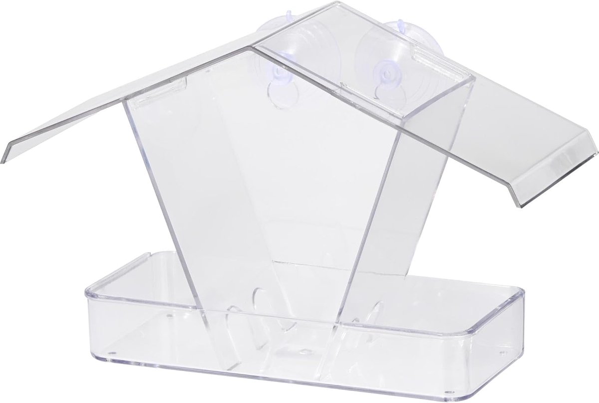 SnelShoppen - Window Bird Feeder Voederhuisje met Zuignappen, Transparant Voedingsstation voor Tuin, Balkon en Raam, 24x9.7x15 cm, Weerbestendig Acryl
